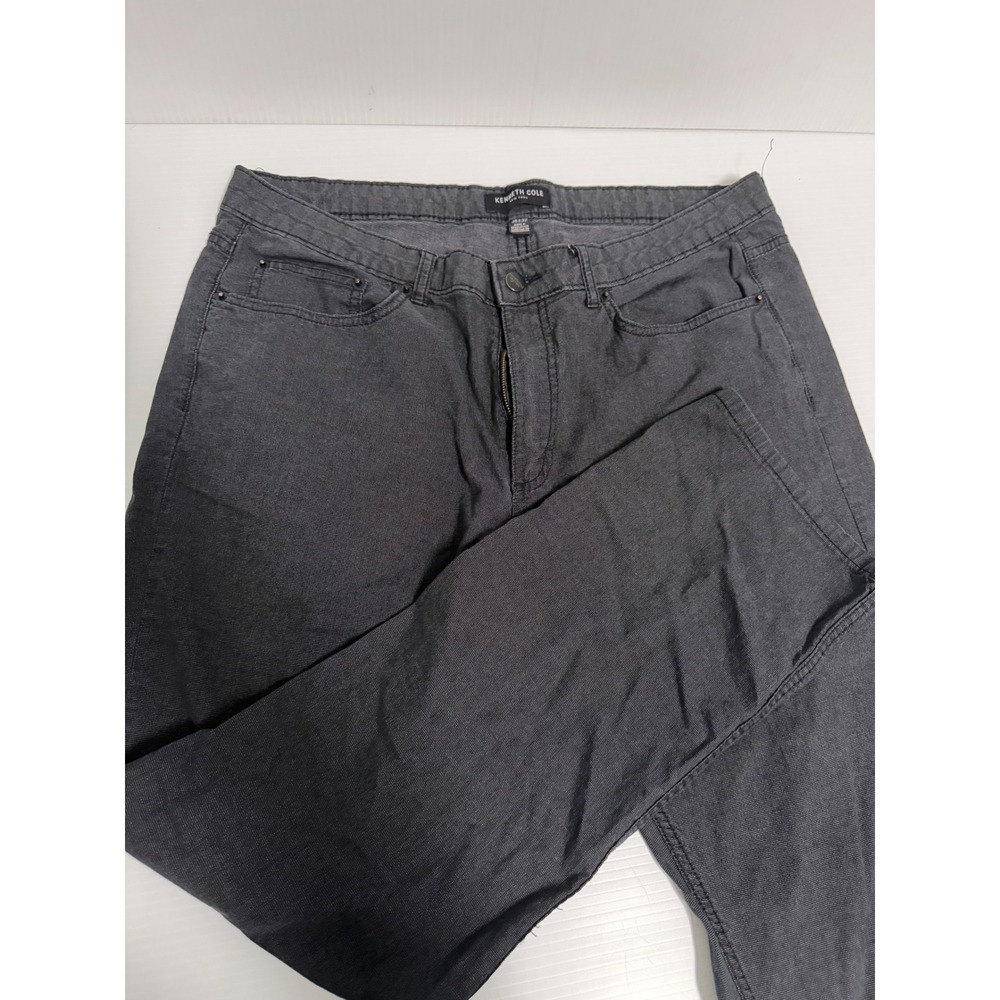 Kenneth Cole New York Mens 36x32 Gray Textured 5-Pocket Straight Leg Pants